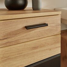 Waschbeckenunterschrank >Riom< in Eiche Artisan-Schwarz matt - 60x55x37 (BxHxT)