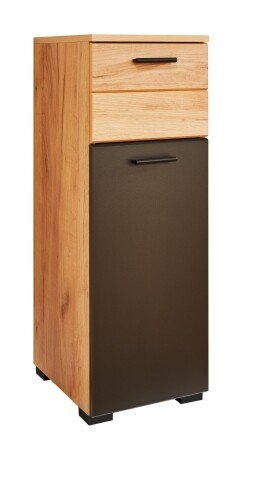 Badkommode >Riom< in Eiche Artisan-Schwarz matt - 30x86x37 (BxHxT)