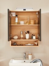 Badezimmerspiegelschrank >Riom< in Eiche Artisan - 60x75x22 (BxHxT)