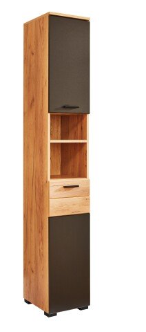 Hochschrank >Riom< in Eiche Artisan-Schwarz matt - 30x187x30 (BxHxT)