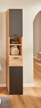 Hochschrank >Riom< in Eiche Artisan-Schwarz matt - 30x187x30 (BxHxT)
