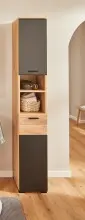 Hochschrank >Riom< in Eiche Artisan-Schwarz matt -...