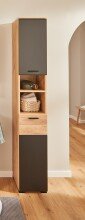 Hochschrank >Riom< in Eiche Artisan-Schwarz matt - 30x187x30 (BxHxT)