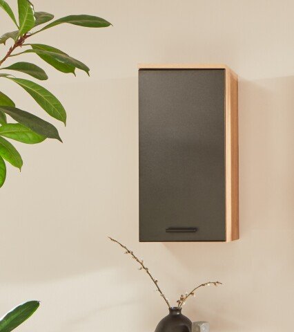 Hängeschrank >Riom< in Eiche Artisan-Schwarz matt - 30x62x25 (BxHxT)