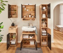 Hängeschrank >Riom< in Eiche Artisan-Schwarz matt - 30x62x25 (BxHxT)