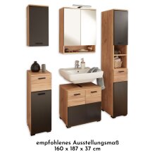 Badezimmer-Set >Riom< in Eiche Artisan-Schwarz matt - 160x188x37 (BxHxT)