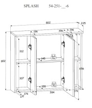 Badezimmerspiegelschrank >Splash< in Weiß matt aus Glas - 80x68x23cm (BxHxT)