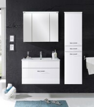 Badezimmerspiegelschrank >Splash< in Weiß matt aus Glas - 80x68x23cm (BxHxT)