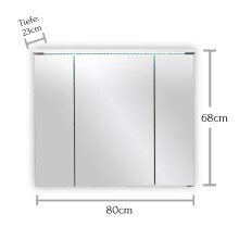 Badezimmerspiegelschrank >Splash< in Weiß matt aus Glas - 80x68x23cm (BxHxT)