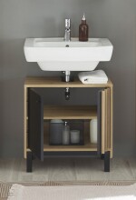 Waschbeckenunterschrank >Vassili< in Schwarz-Eiche Artisan Nachbildung