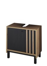 Waschbeckenunterschrank >Vassili< in Schwarz-Eiche Artisan Nachbildung