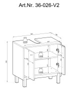 Waschbeckenunterschrank >Vassili< in Schwarz-Eiche Artisan Nachbildung