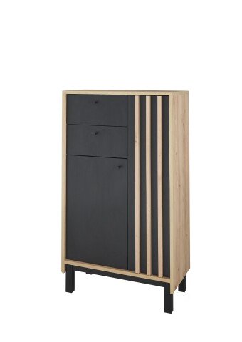 Badkommode >Vassili< in Schwarz-Eiche Artisan Nachbildung - 60x106x32 (BxHxT)