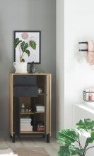 Badkommode >Vassili< in Schwarz-Eiche Artisan Nachbildung - 60x106x32 (BxHxT)