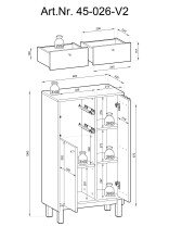 Badkommode >Vassili< in Schwarz-Eiche Artisan Nachbildung - 60x106x32 (BxHxT)