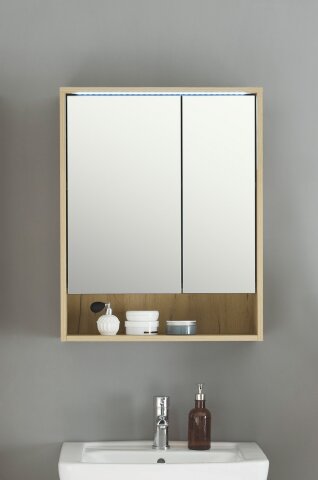 Badezimmerspiegelschrank >Vassili< in Eiche Artisan Nachbildung