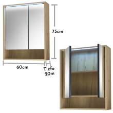 Badezimmerspiegelschrank >Vassili< in Eiche Artisan Nachbildung