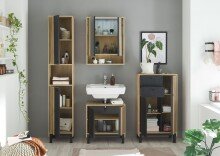 Badezimmerspiegelschrank >Vassili< in Eiche Artisan Nachbildung