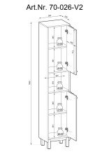 Hochschrank >Vassili< in Schwarz-Eiche Artisan Nachbildung - 38x195x32 (BxHxT)