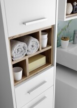 Badezimmer-Set >Milano< in Weiß-Wildeiche Optik - 118x190x40 (BxHxT)