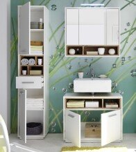 Badezimmer-Set >Milano< in Weiß-Wildeiche Optik - 118x190x40 (BxHxT)