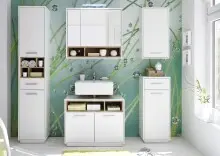 Badezimmer-Set >Milano< in Weiß-Wildeiche...