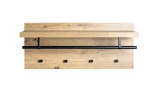 Wandgarderobe >15912< in eiche-schwarz, MDF, Metall - 70x30x26cm (BxHxT)