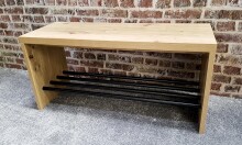 Schuhbank >15922< in eiche-schwarz, MDF, Metall - 70x40x30cm (BxHxT)