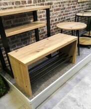 Schuhbank >15922< in eiche-schwarz, MDF, Metall - 70x40x30cm (BxHxT)
