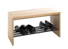 Schuhbank >15922< in eiche-schwarz, MDF, Metall - 70x40x30cm (BxHxT)