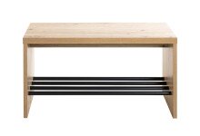 Schuhbank >15922< in eiche-schwarz, MDF, Metall - 70x40x30cm (BxHxT)