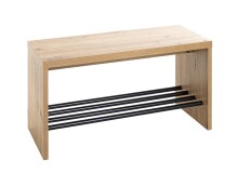 Schuhbank >15922< in eiche-schwarz, MDF, Metall -...