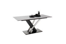 Esstisch >COAL< in Keramik hellgrau / schwarz matt lackiert - 180x77 (BxH)