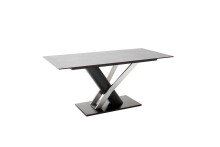 Esstisch >COAL< in Keramik hellgrau / schwarz matt lackiert - 180x77 (BxH)