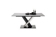 Esstisch >COAL< in Keramik hellgrau / schwarz matt...