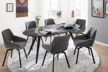 Esstisch >REDFORD< in anthrazit, schwarz matt lackiert - 200x76 (BxH)