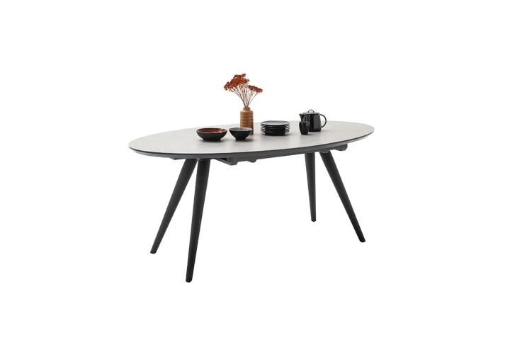 Esstisch >REDFORD< in hellgrau, schwarz matt lackiert - 200x76 (BxH)