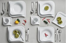 Kombiservice Geschirr-Set, Service Opera (30-tlg), 6 Personen, geschwungene Form, weiß, Porzellan