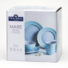 Kombiservice Geschirr-Set, Service Mare (16-tlg), 4 Personen, Steingut reaktiv/matt glasiert