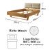 TJARK Modernes Massivholzbett 180x200, Fichte - Komfortables & hochwertiges Balkenbett mit gepolstertem Kopfteil - 186 x 89 x 219 cm (B/H/T)