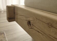 Massivholzbett >INGER< Balkenbett, Eiche massiv, Liegefl. 180x200 - Stellmaß 208x83x234 cm (B/H/T)