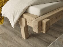 Massivholzbett >INGER< Balkenbett, Eiche massiv, Liegefl. 180x200 - Stellmaß 208x83x234 cm (B/H/T)
