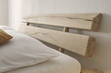 Massivholzbett >INGER< Balkenbett, Eiche massiv, Liegefl. 180x200 - Stellmaß 208x83x234 cm (B/H/T)
