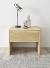 HILLA Nachttisch Massivholz Eiche - Hochwertiger Nachtschrank mit Schublade - 50 x 41 x 35 cm (B/H/T)