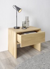HILLA Nachttisch Massivholz Eiche - Hochwertiger Nachtschrank mit Schublade - 50 x 41 x 35 cm (B/H/T)