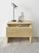 HILLA Nachttisch Massivholz Eiche - Hochwertiger Nachtschrank mit Schublade - 50 x 41 x 35 cm (B/H/T)