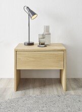 HILLA Nachttisch Massivholz Eiche - Hochwertiger Nachtschrank mit Schublade - 50 x 41 x 35 cm (B/H/T)