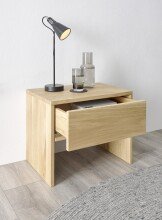 HILLA Nachttisch Massivholz Eiche - Hochwertiger Nachtschrank mit Schublade - 50 x 41 x 35 cm (B/H/T)