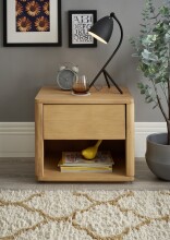 HILLA Nachttisch Massivholz Fichte - Hochwertiger Nachtschrank mit Schublade und offenem Ablagefach - 48 x 41 x 38 cm (B/H/T)