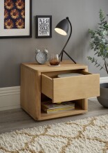 HILLA Nachttisch Massivholz Fichte - Hochwertiger Nachtschrank mit Schublade und offenem Ablagefach - 48 x 41 x 38 cm (B/H/T)